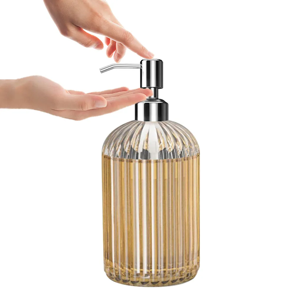 Hohe Qualität Große 18 unzen Manuelle Seife Dispenser Klar Glas Hand Sanitizer Flasche Container Presse Leere Flaschen Bad # GH