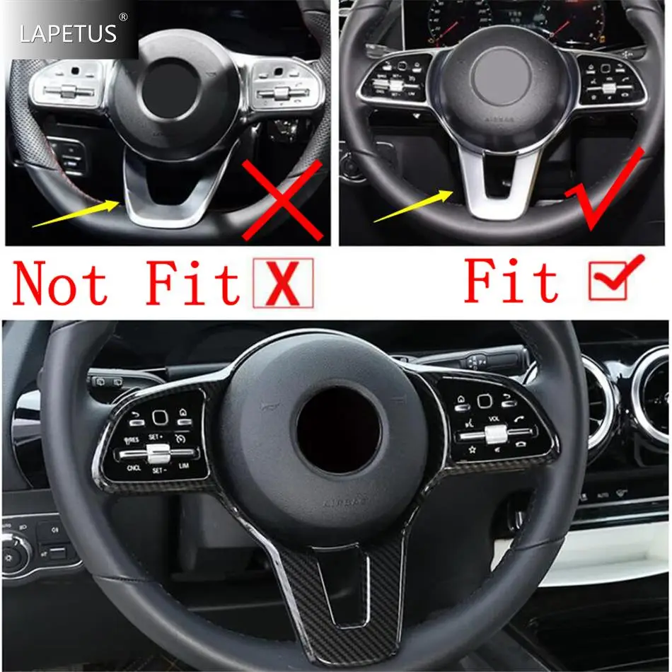 Auto Steering Wheel Button Decor Frame Cover Trim For Mercedes-Benz A W177 B W247 Class GLB 2019 - 2024 Carbon Fiber Accessories