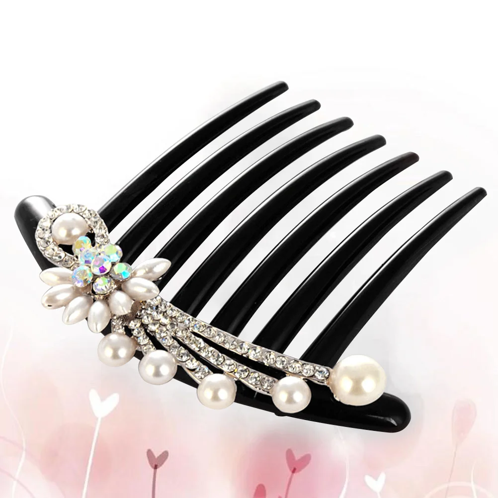 

Pearl Hair Comb Stylish Faux Pearl Inserted Hair Clip Shine Decorative Headdress for Bride Women Party Church Dancing Soiree Use
