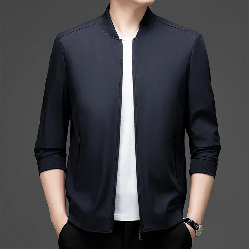 Brand Men's Jacket 2024 Autumn Casual Baseball Collar Windproof Jacket Business Slim Fit Solid Color Coat Luxury Men's Clothing