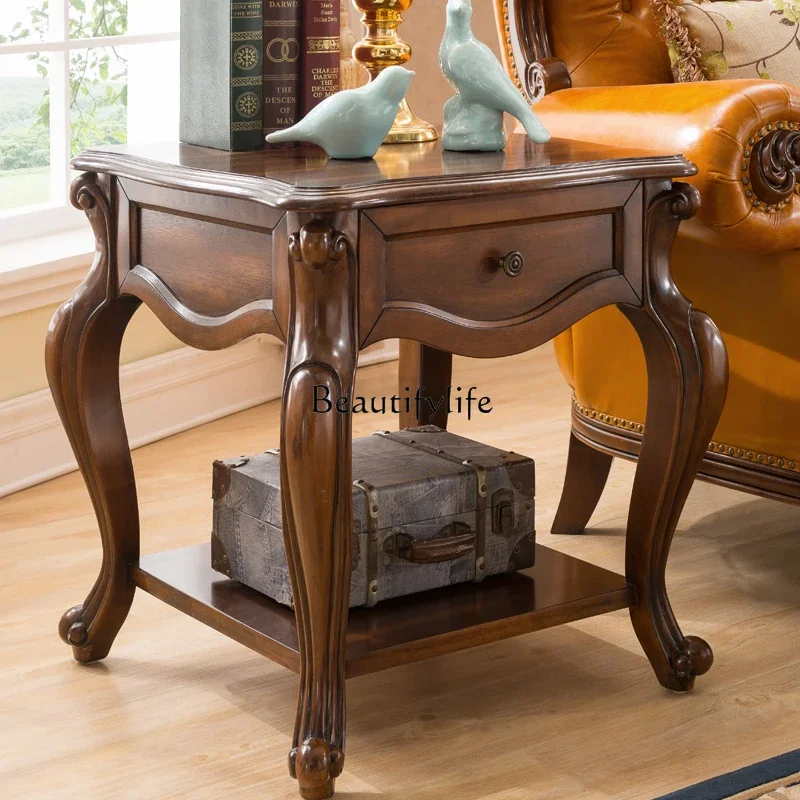 

yj7 American-style Solid Wood Living Room Rectangular Tea Table European-style Coffee Table Sofa Side Table