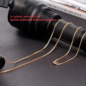 Colar de corrente de latão para homens e mulheres, cor ouro amarelo, corrente caixa, colares em camadas, jóias para crianças, meninos e meninas, 35cm-80cm, 1mm 10 principais vendas colar de ouro 1mm - №10