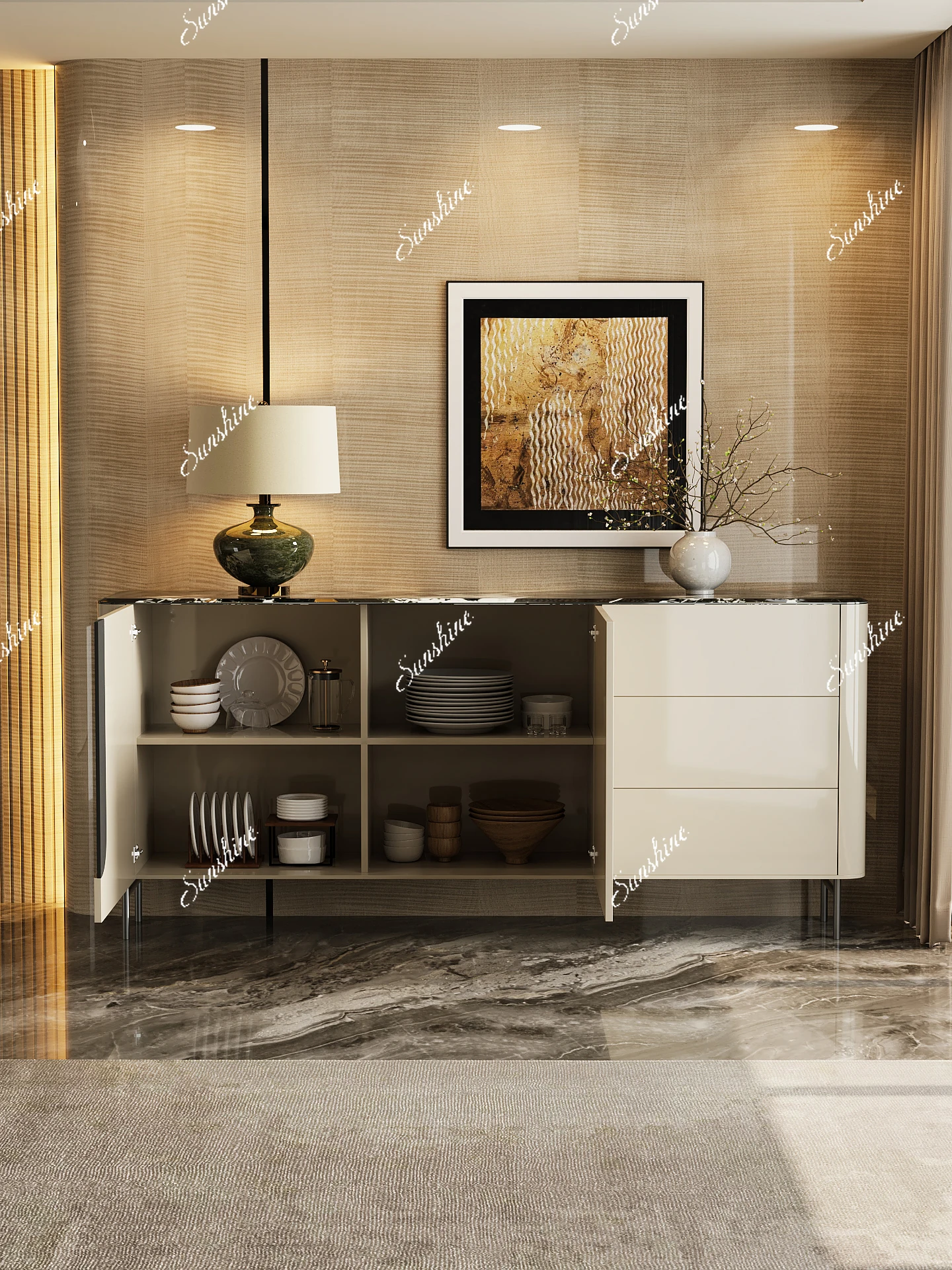 Italian minimalist side cabinet, living room locker against the wall side cabinet, modern simplicity