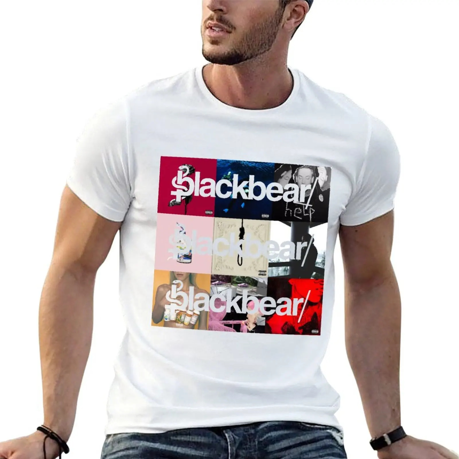 blackbear album cover collage transparent logos T-Shirt Man t-shirt plain outfits for men