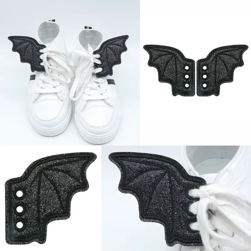 1pair Bat Wings Shoe Decoration Charms Gothic Punk Style Detachable Wing Accessories for Boots Shoes Halloween Cosplay