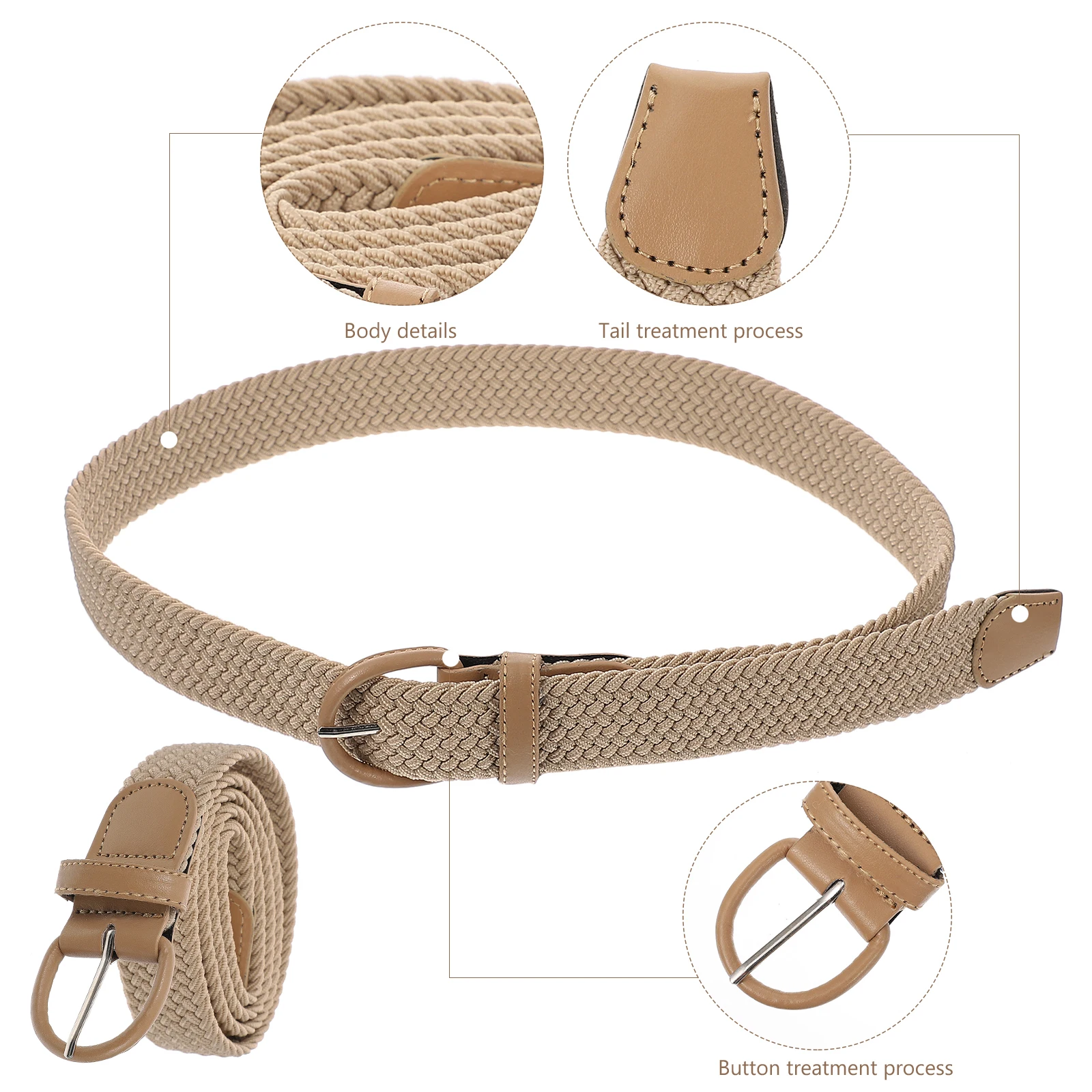 

Elastic Woven Belt High quality Material Durable Non fading Unisex Fashionable Design Slim Waist Daily Banquet Party Holiday Use