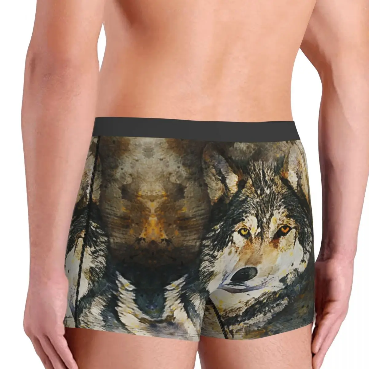 Animal Arts Grey Wild Wolf Underpants Homme Panties Men\'s Underwear Ventilate Shorts Boxer Briefs