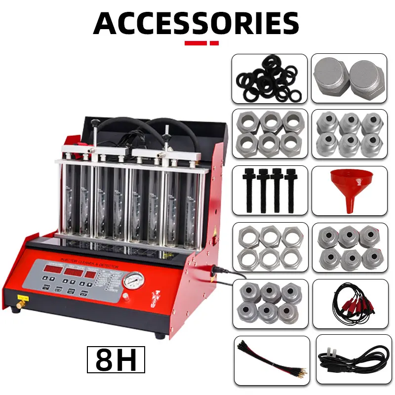 Karjoys KJ-8H 8 Cylinder High Voltage 220V 400W Ultrasonic Fuel Injector Cleaner & Tester for All Cars with 12-Month Warranty