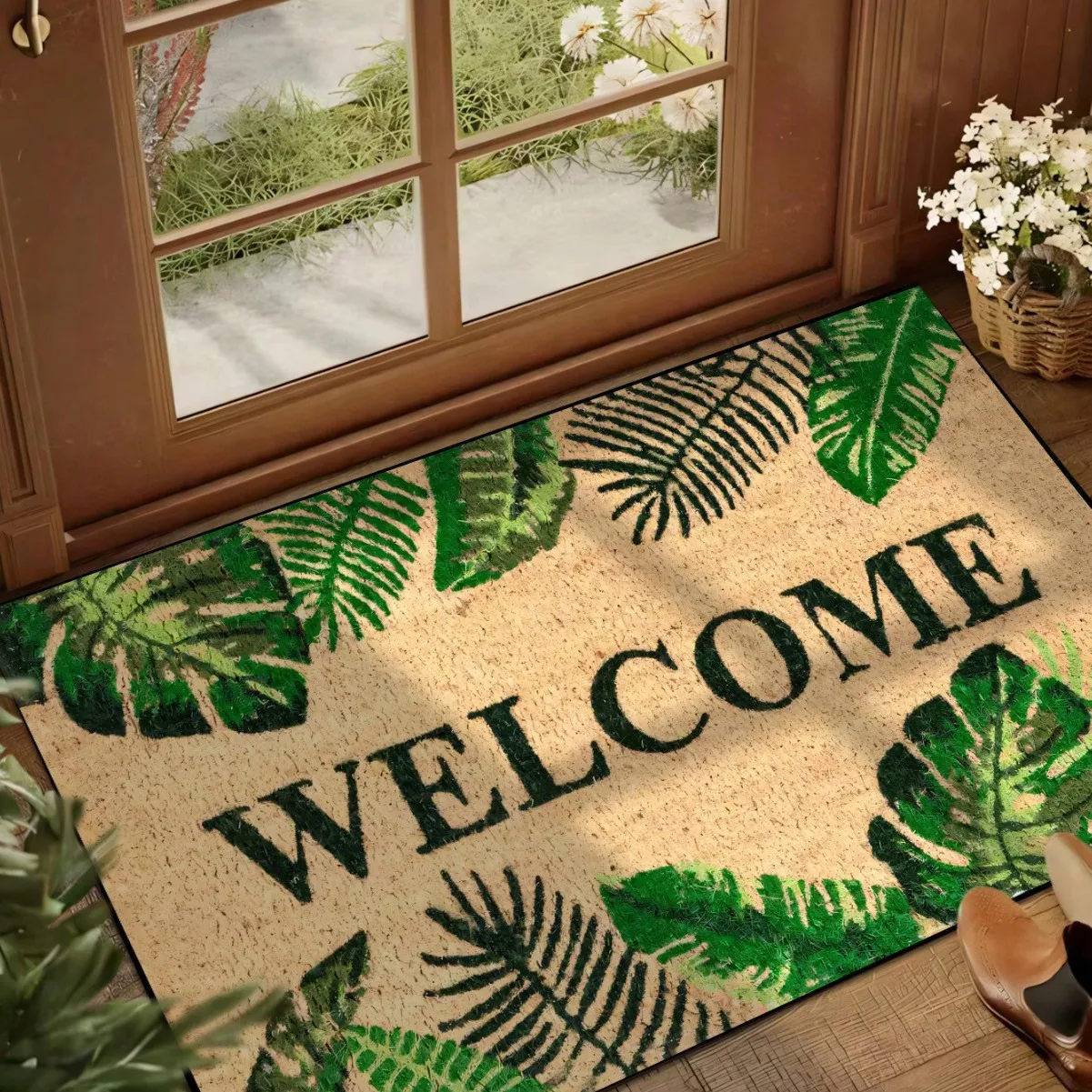 Entrance Door Mat, Entrance Dust Removal Mat, American Flower Shoe Changing Area, Anti Slip Mat, Household Floor Mat Kitchen Mat