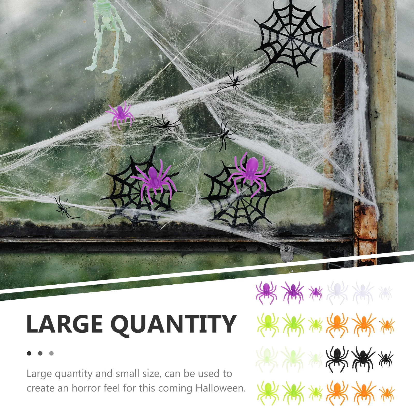 

200 шт. миниатюрных реалистичных пластиковых пауков для декораций на Хэллоуин, реквизит для розыгрышей, искусственные пауки для дома-спиритуалога и дома с привидениями