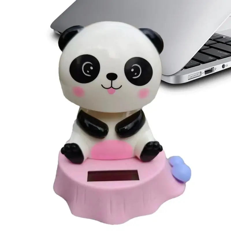 Car Bobblehead Dashboard Cute Dancing Panda Doll Figure Solar Powered Car Dashboard Dancing Doll Shaking Head Toy Swinging Car