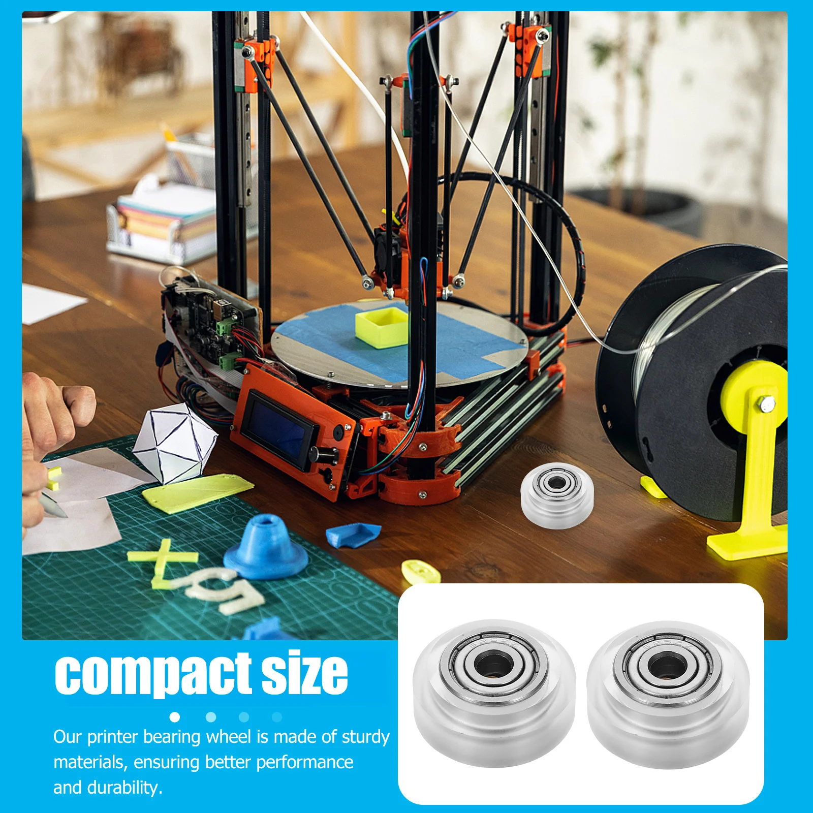 

4Pcs Large Pulley Wheel with Bearings Pom Material Low Noise 3D Printer Replacement Parts Smooth Operation for 3D Printer