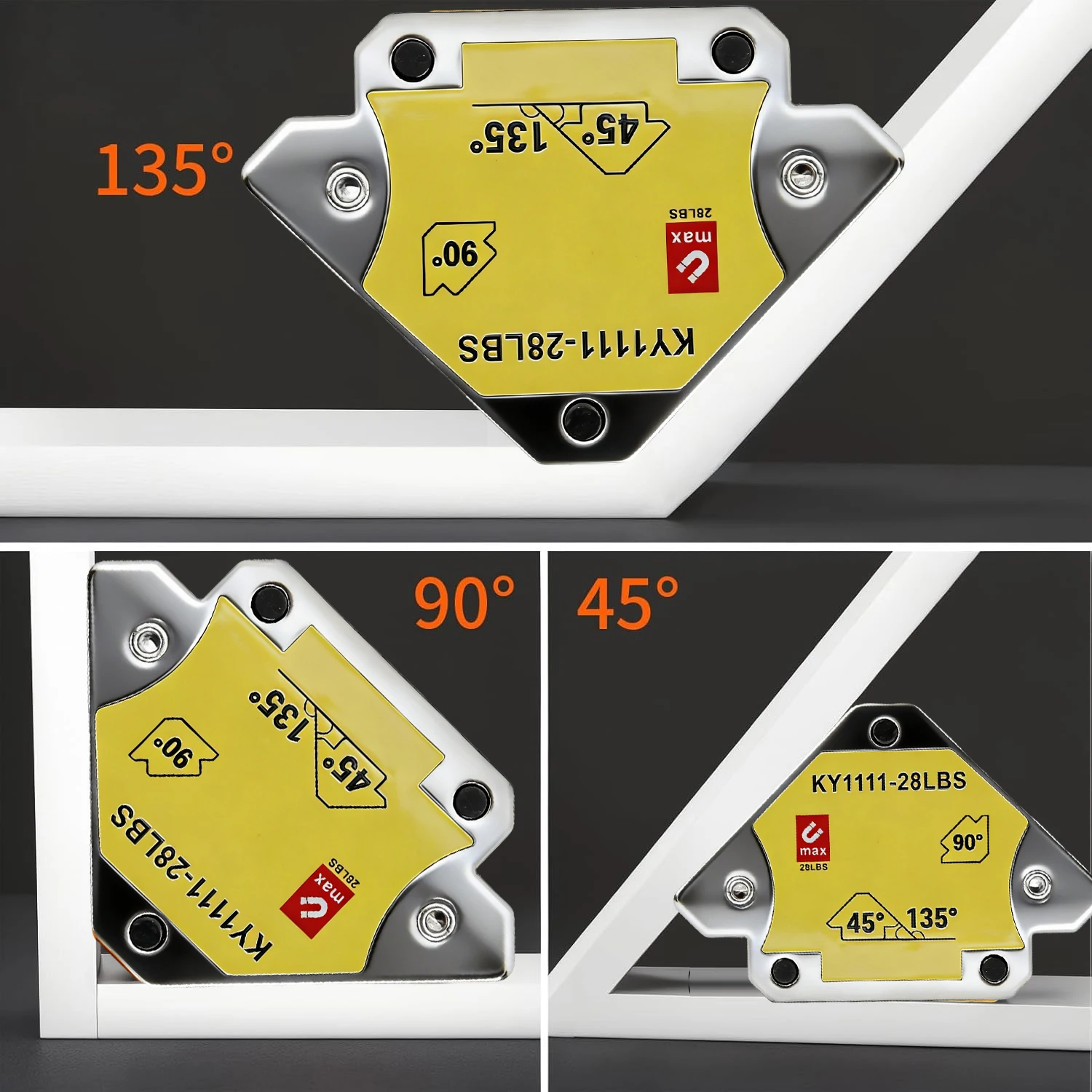 2-teiliges Set 12,5kg Magnetischer Schweißfixierer Pfeilförmiger Schweißwinkelmagnet Schweißpositionierer Ferrit-Hilfsfixierwerkzeug – Detail 4