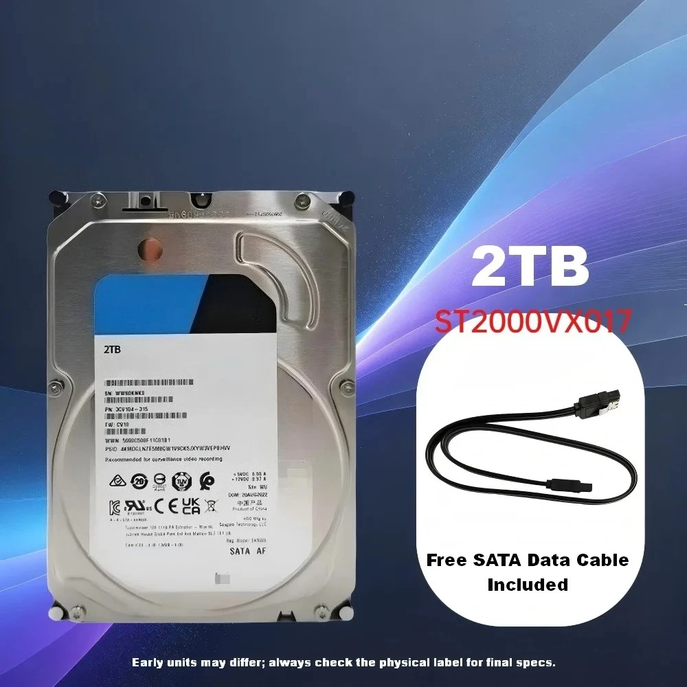 2TB Surveillance HDD – ST2000VX017, 5400RPM, 256MB Cache, CMR