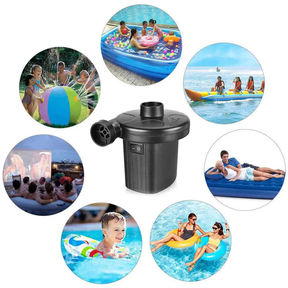 Mini Electric Air Pump Fast Inflation Deflation Portable Lightweight 3 Nozzle Attachments Suitable All Standard Fittings