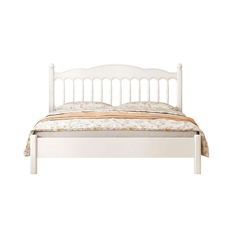 

Modern minimalist Windsor bed, white retro French bed with cream wind