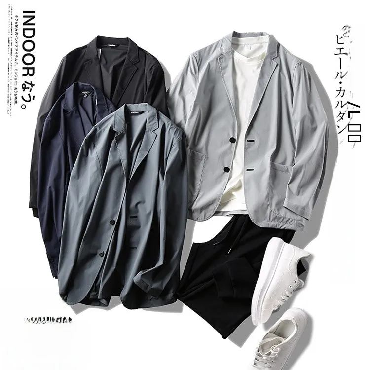 

Легкий дышащий солнцезащитный мужской повседневный костюм: новая модная городская куртка для молодежи на весну-лето