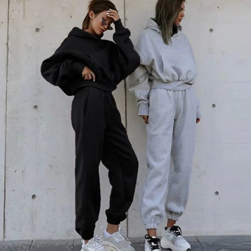 Long Sleeve Hooded Sportswear Set Women's Casual 2-Piece