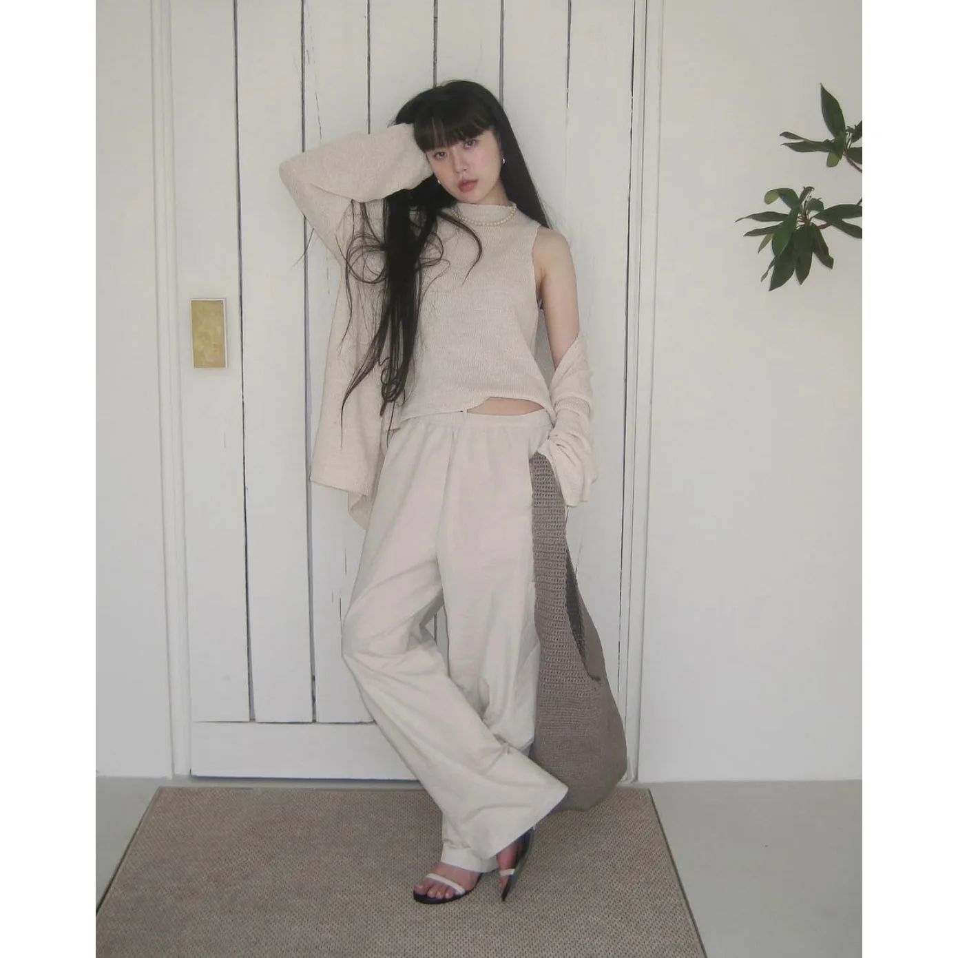 

Ele Knitted Vest And Cardigan Set Moa Lazy Spring 2026 New Arrival Women's Casual Sportswear Korean Sle