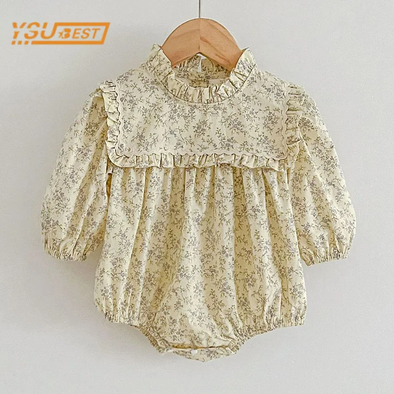 Spring Newborn Kids Baby Girls Long Sleeve Sweet Printing Princess Rompers Autumn New Infant Kids Baby Girls Rompers Clothes