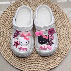 MINISO New Cartoon PVC Anime HelloKitty Charm Shoes Accessories Garden Shoes Sandals Clogs DIY Decoration Festival Party Gifts