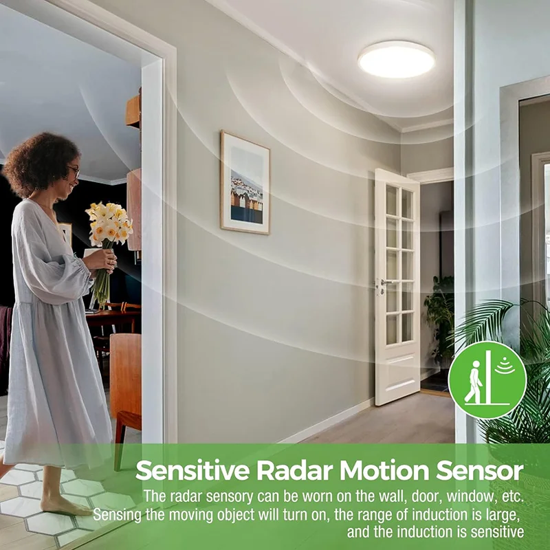 Luz LED con Sensor de Radar, lámpara de techo Led de 220V, iluminación con Sensor de movimiento para habitación, pasillos, pasillo, luces de techo