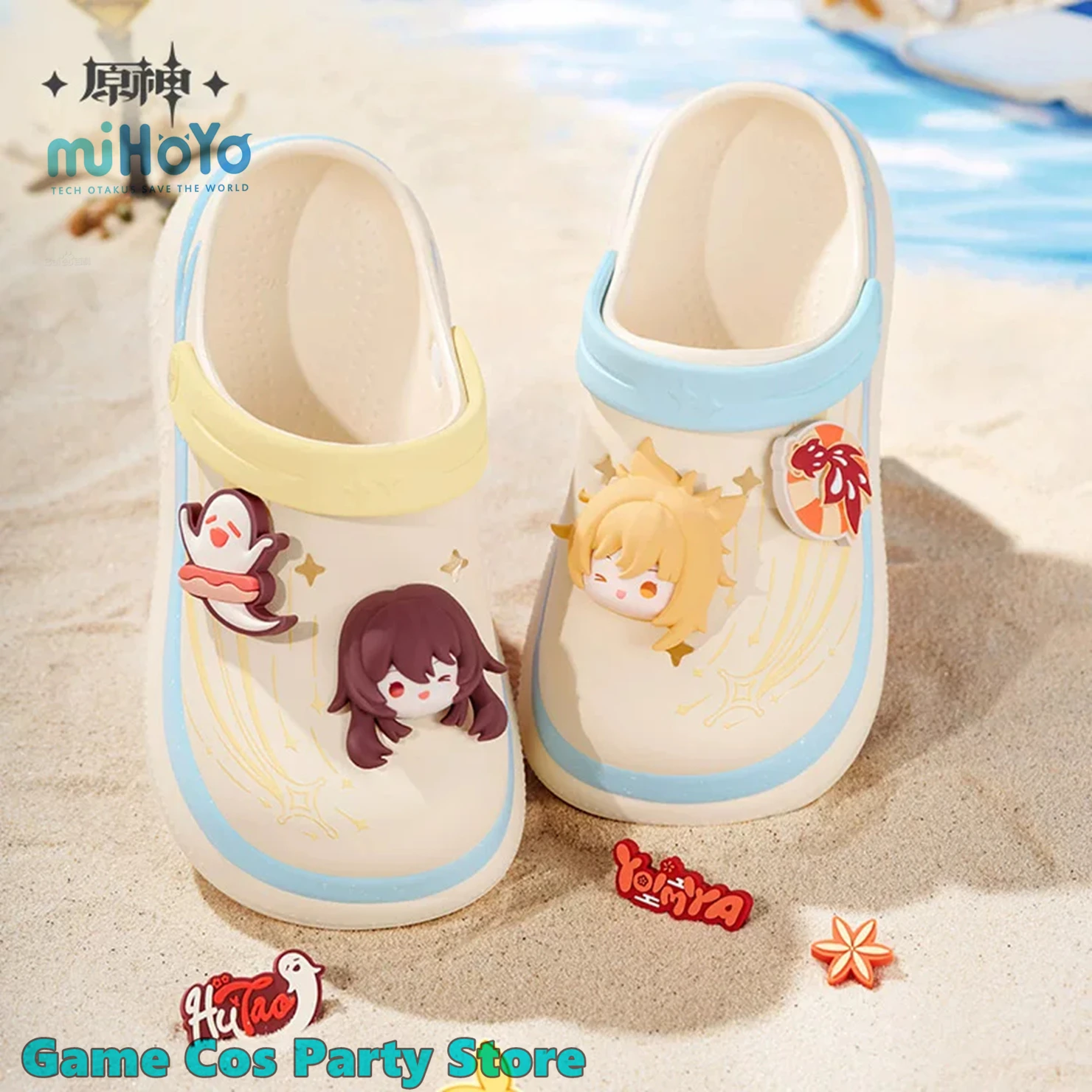 

[Genuine] Genshin Impact Midsummer Party EVA Crocs&DIY Accessories Furina Kinich Klee Sandals Wriothesley Shoes Cosplay Prop