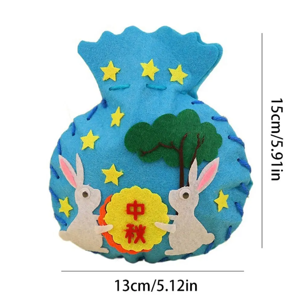 Włóknina DIY Mid-Autumn Drawstring Bag Rabbit Lantern Kids Montessori Arts Toy Cartoon Soft Handmade Mid-Autumn Toy