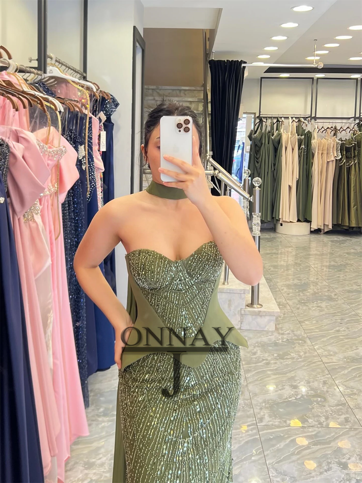 Vestidos De Noche con cuentas ostentosas personalizados, capa con borlas, sirena sin tirantes para mujer, Vestidos árabes saudíes De Dubái, Vestidos De Fiesta Plus