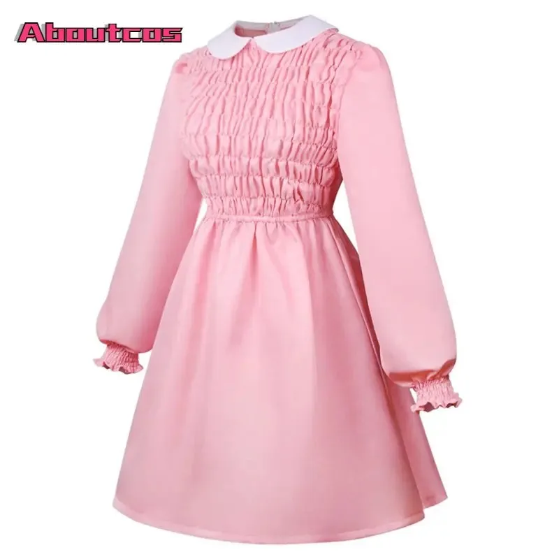 Aboutcos Stranger Cos Things 11 Cosplay Anime Costume For Women Pink Dress Outfits Fantasia Halloween Carnival Party Suit