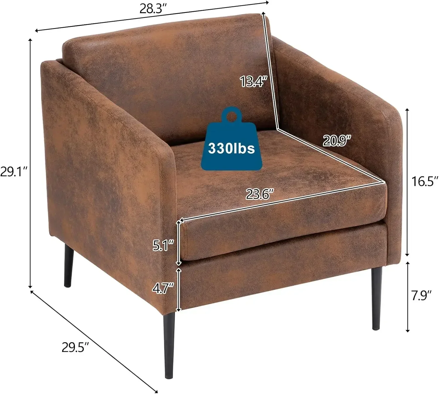 Accent Chairs Set of 2 Living Room Chairs Wide Barrel Chairs for Bedroom Arm Corner Sitting Side Reading Chair