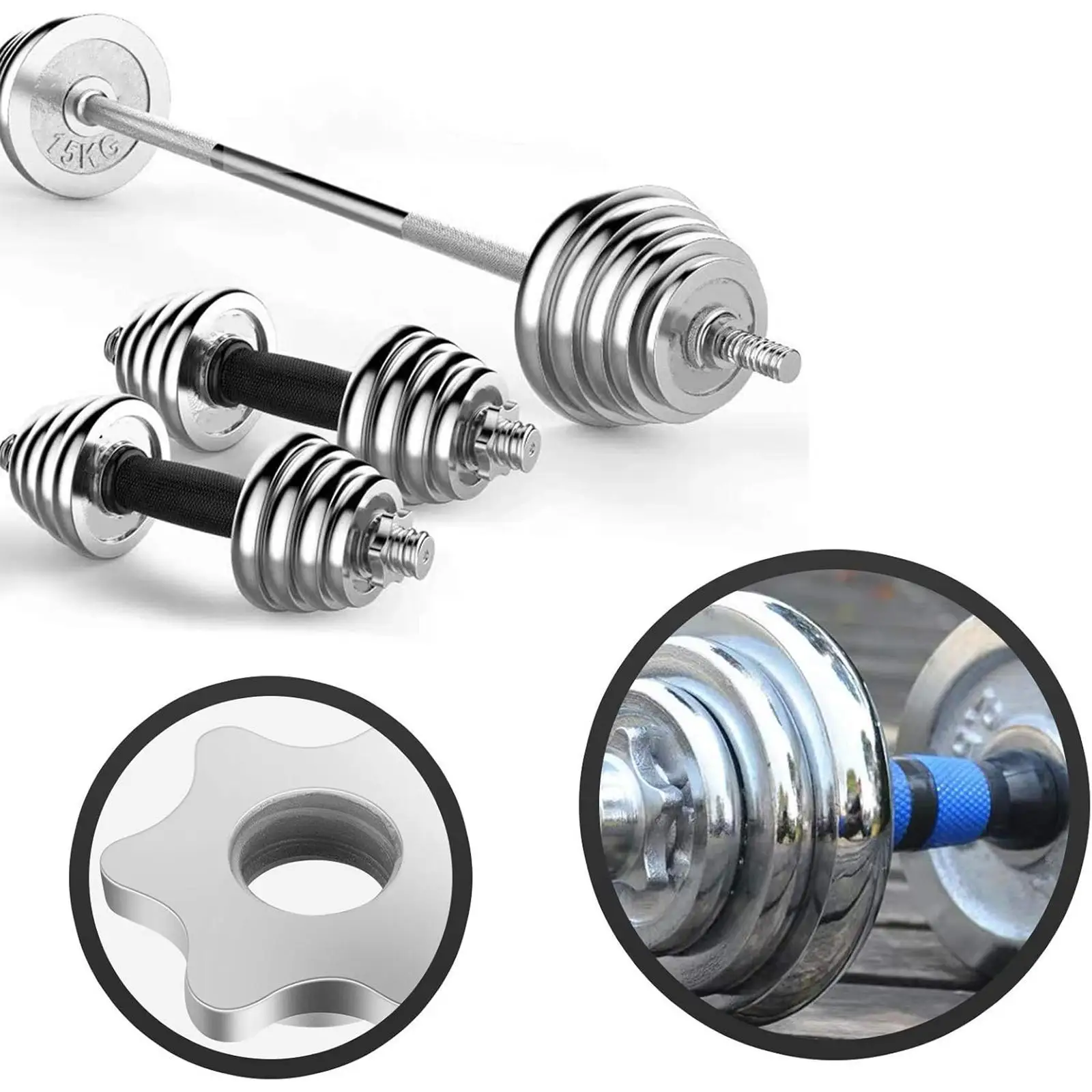 Adjustable Dumbbell Bar Nut Steel Screw Clamp Weight Lifting Collar Secure Barbell Lock for Dumbbell Multi-weight Home Fitness