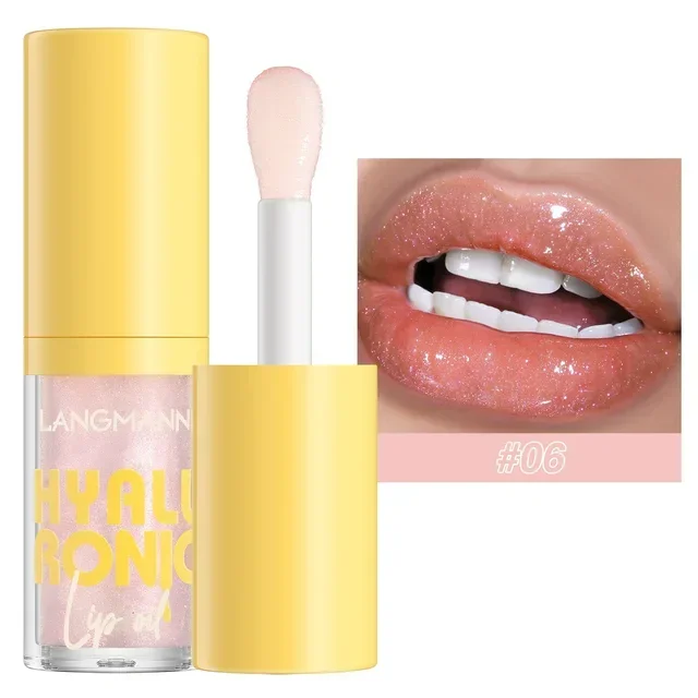 Aceite labial transparente para labios, con gran volumen, ácido hialurónico, brillo de labios de diamante, hidrata, maquillaje suave para el cuidado de la piel