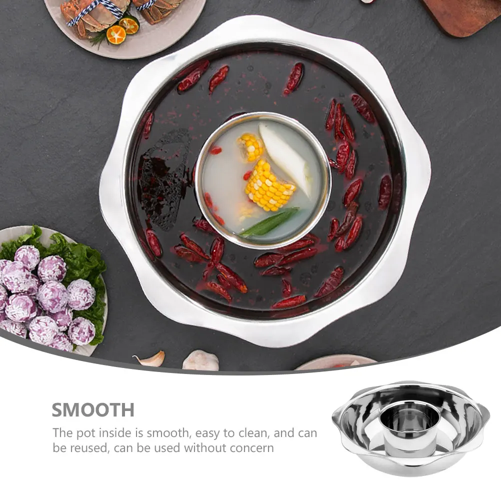 

Stainless Steel Hot Pot Two-flavor Soup Divided Stock Divider Cooking Utensils