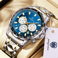 PENGAGAR Luxury Man Watch Quartz Waterproof Luminous Date Chronograph Stainless steel Wristwatch Military Sports Men's Watches