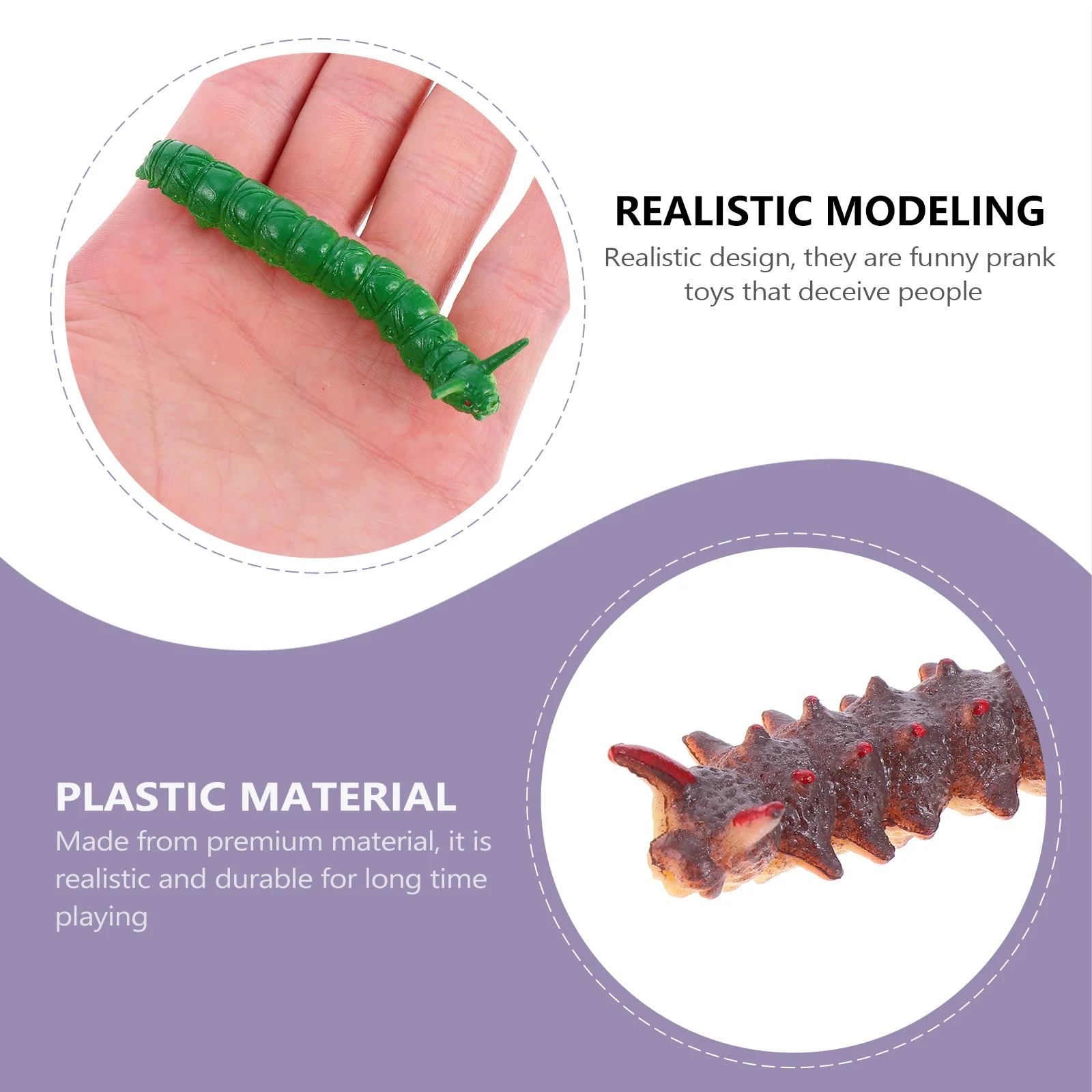 12 pcs Simulation Caterpillar Fake Crawling Insects Realistic Prank For Halloween Party Gag Gift Joke Trick Fun Scare Game