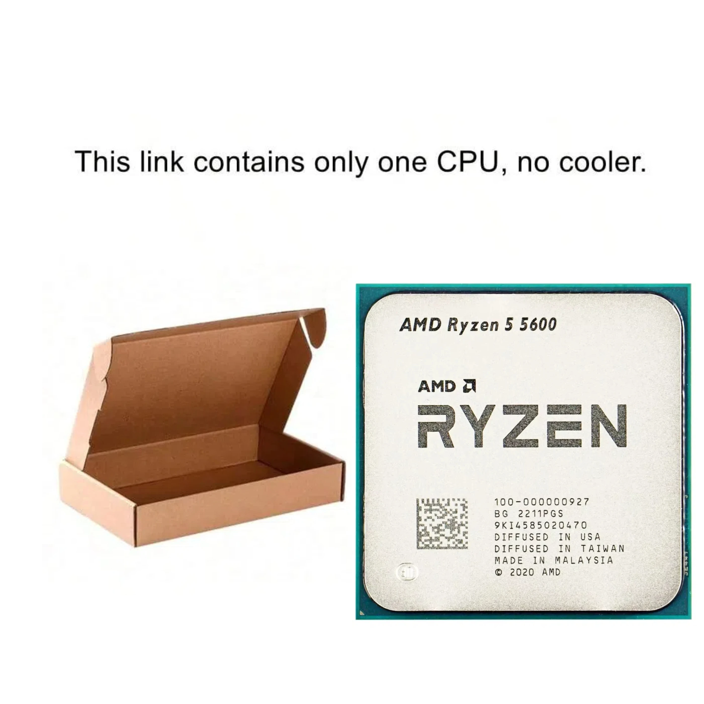 معالج AMD Ryzen R5 5600 CPU 6-Core 12-Thread مع ساعة قاعدة 3.5 جيجا هرتز، تقنية 7 نانومتر، ذاكرة تخزين مؤقت 32 ميجابايت، مقبس AM4