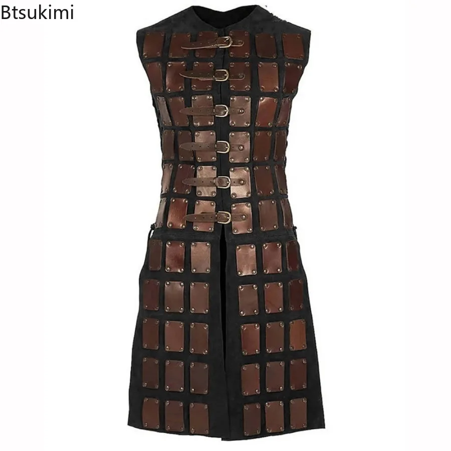 

Medieval Viking Retro Knight Armor Leather Brigandine Tunic Coat Roman Gladiator Warrior Knight Cosplay Costume Armor Skirts