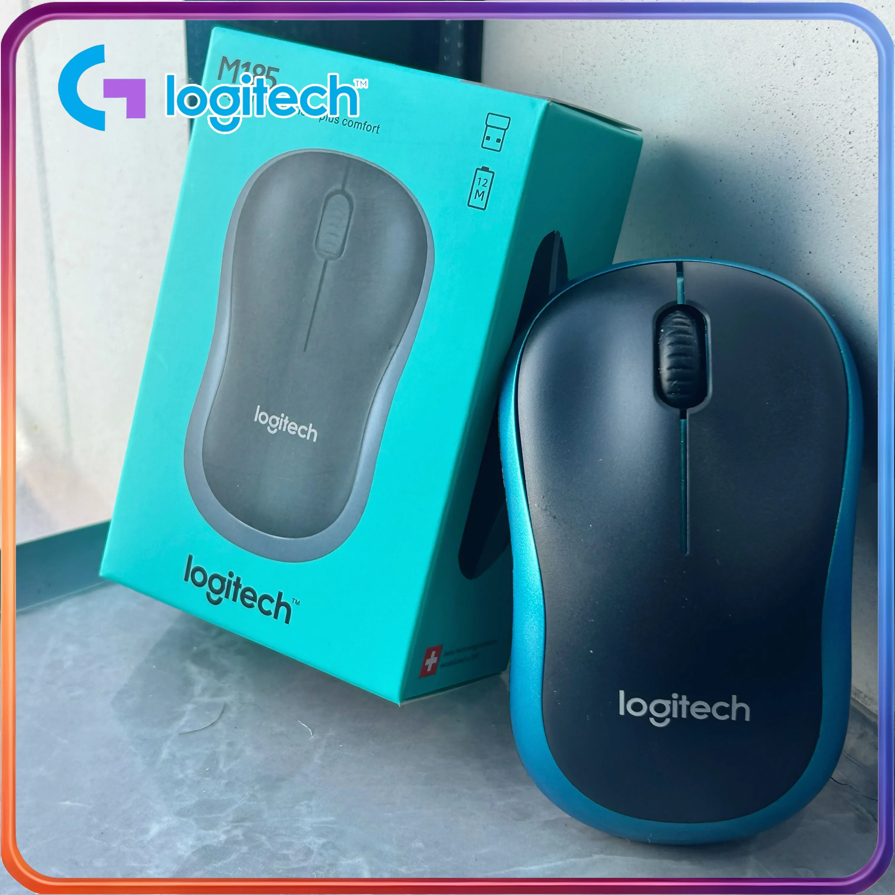 

Logitech M185 Wireless Office Mouse, Enterprise-grade, 2.4G Receiver, Symmetrical Design, for Desktops and Laptops