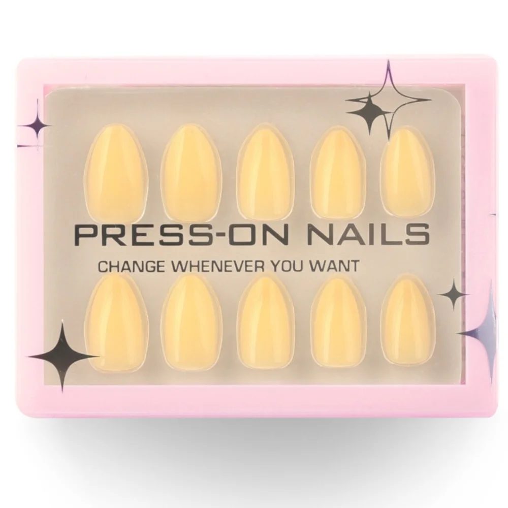 

Manicure Long Almond False Nails Simple French Press on Nails Solid Color Detachable Nail Tips Women