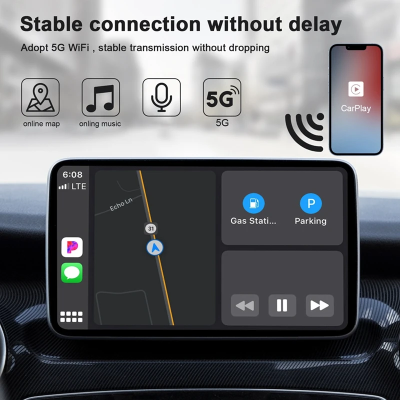 Wireless Carplay Adapter With Youtube Tiktok Apple Carplay Usb Dongle Converter Support Online Update Plug And Play