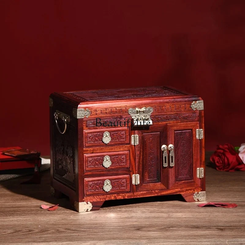

Retro Bracelet Storage Box Jewelry Organizer Chinese Dressing Table Necklace Holder Solid Wood Wedding