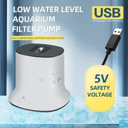 Aquarium Filter Fish Tank Filter Super Quiet 3W 250L/H Aquarium Bottom Suction Pump 5mm Low Water Absorption Level USB US EU