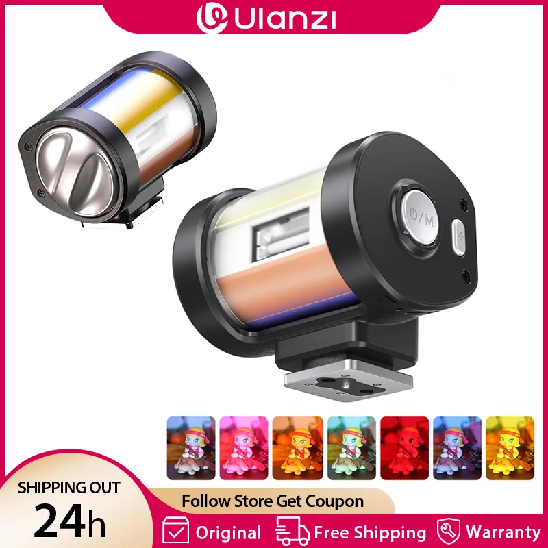 Ulanzi KL01 Mini Camera Flash with 7 Built-In Color Filters GN10 for Canon Sony ZVE 10 Nikon Fuji DSLR Speedlite Flash 6500K