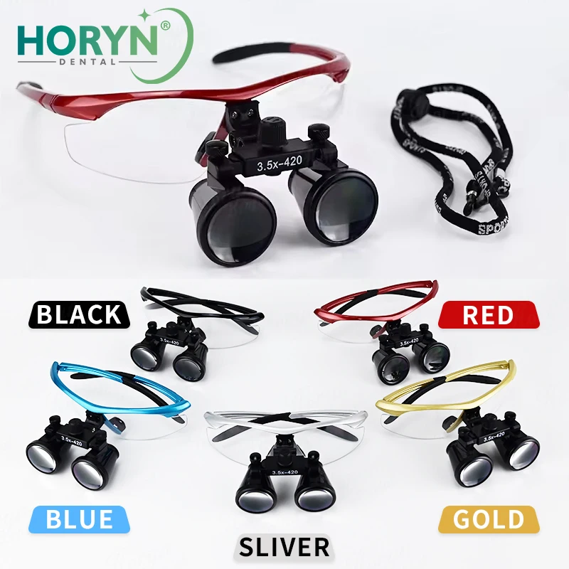 Portable Dentist Surgical Medical Binocular Dental Loupe 2.5X 3.5X 420mm Optical Glass For Dental Exams