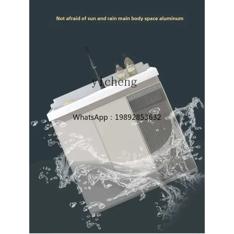 DSA  Balcony Household Integrated Pool Washboard Small Apartment Laundry Cabinet Single Cabinet Laundry Table Sink view 5