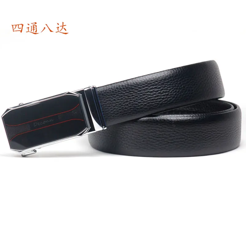 Full Grain Genuine Leather Ratchet  Automatical Buckle Man Belt