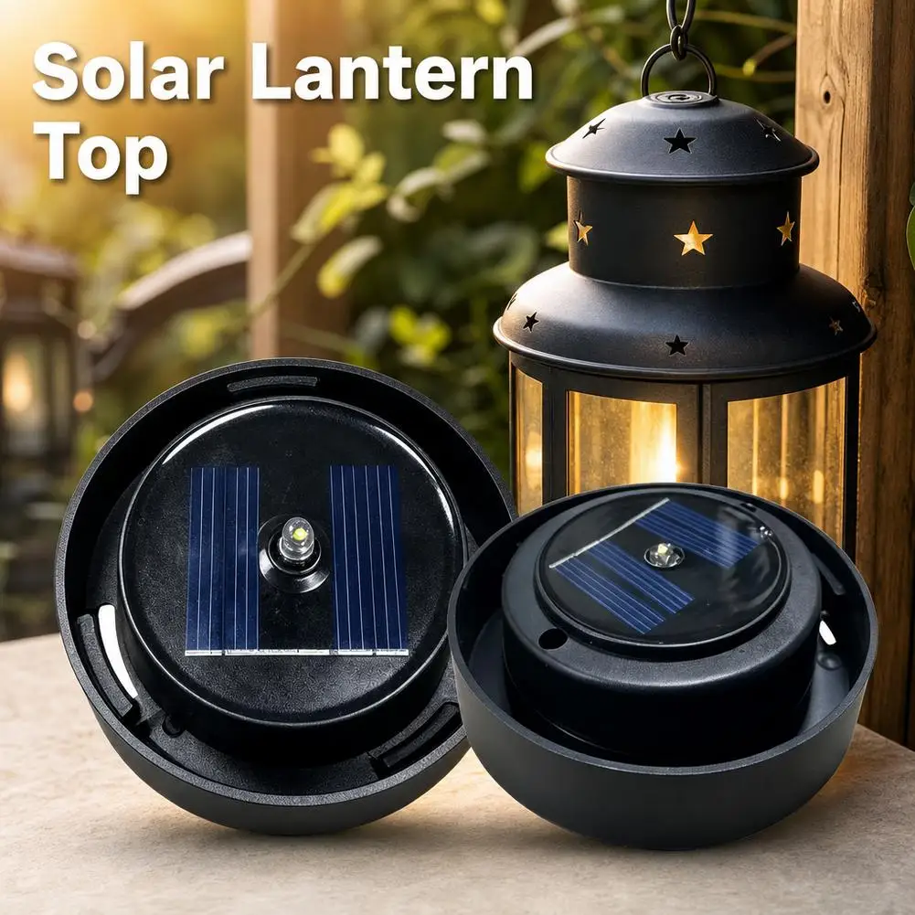 Solar Light Replacement Top IP65 Waterproof Solar Panel Battery Box Inserts Round Solar Lantern Tops Replacement Parts