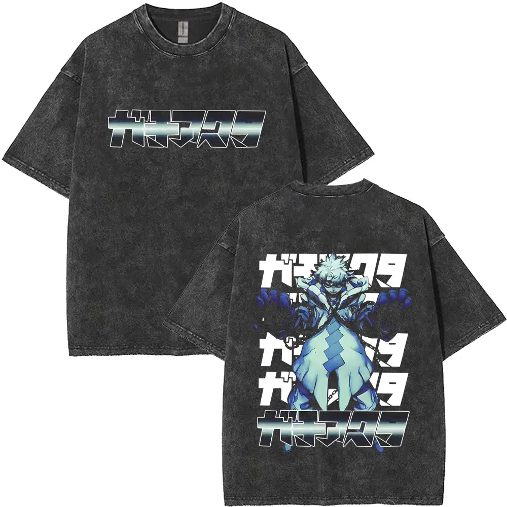 

Hot Sale New Anime Gachiakuta Rudo Washed Vintage T-shirt Men Women Casual Retro Cotton T Shirts Unisex Cartoon Manga T-shirts