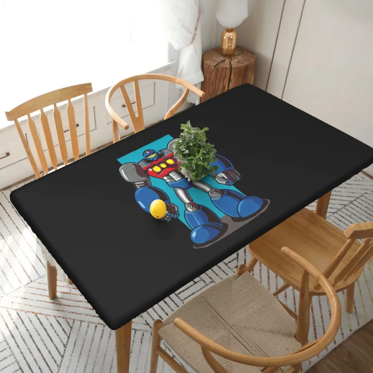 Casual Tetsujin 28 Robot Customized Rectangular Tablecloth Waterproof Table Cover for Festival Party Decorations Table Cloth